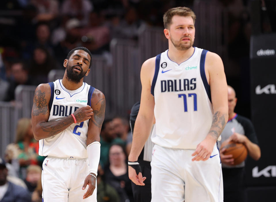 Kyrie Irving、Luka Doncic。(Photo by Kevin C. Cox/Getty Images)