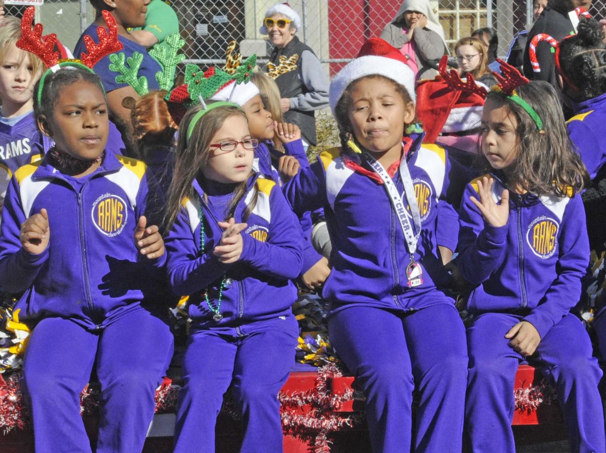 Mountain Rams cheerleaders are pictured on a float during the 2019 Gadsden Christmas Parade. The annual parade returns on Dec. 4, after being canceled last year because of COVID-19.