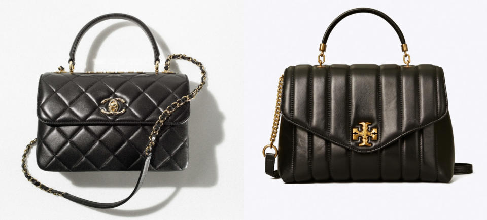 Die Handle Bag von Chanel im Vergleich mit der Tory Burch Kira Handle Bag (Bilder: Chanel, Tory Burch)