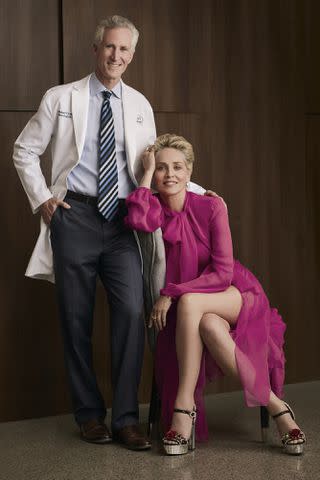 <p>Brandon Sullivan</p> Sharon Stone and Dr. Michael Lawton with the Barrow Neurological Institute