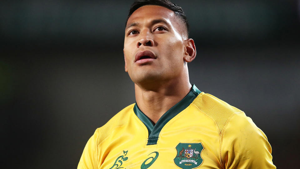 Israel Folau, pictured here in action for the Wallabies in 2018.