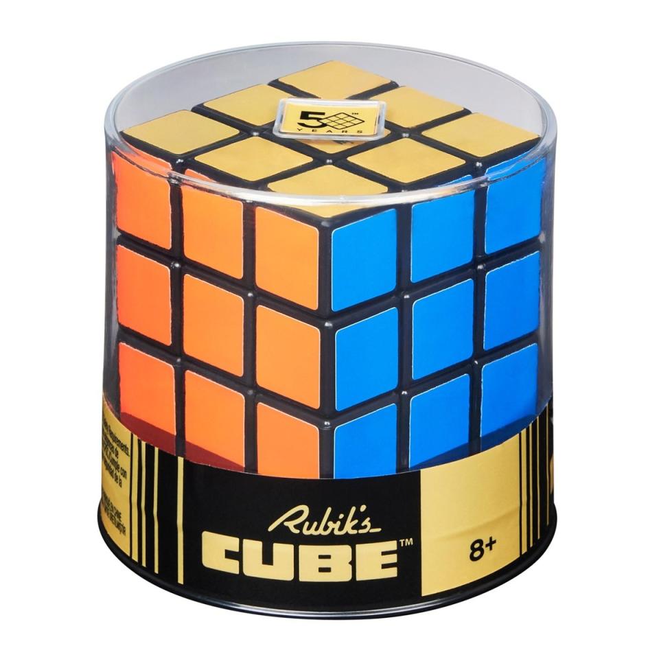 Close up of the Retro Rubiks Cube packaging.