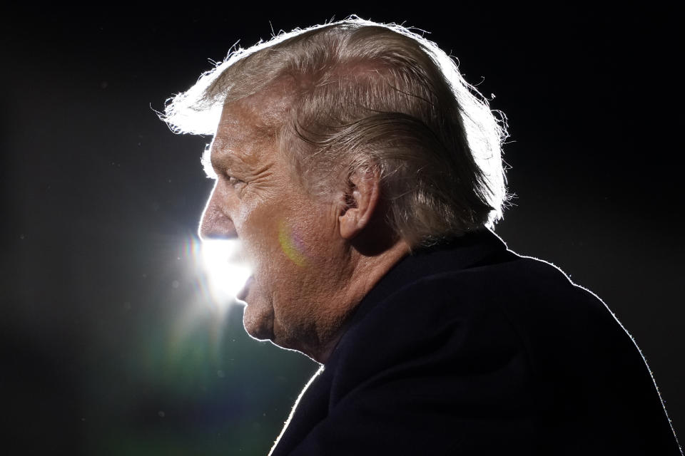 President Donald Trump speaks at a campaign rally at Duluth International Airport, Wednesday, Sept. 30, 2020, in Duluth, Minn. (AP Photo/Alex Brandon)