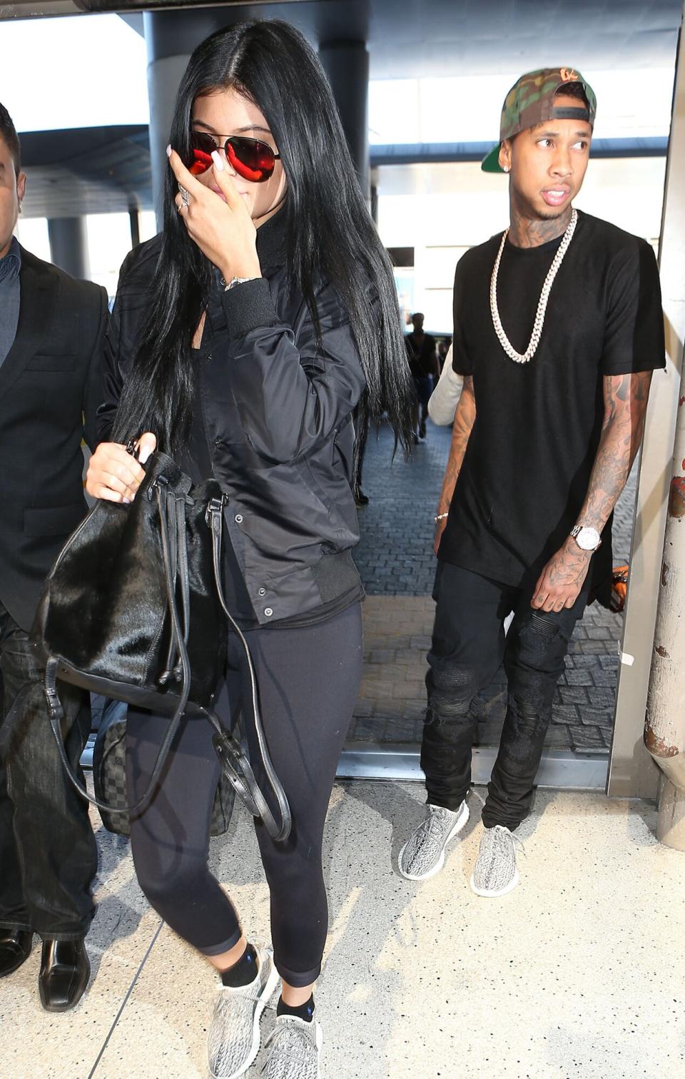 Kylie Jenner and Tyga seen at LAX leaving for a flight to France on June 22, 2015 in Los Angeles, California