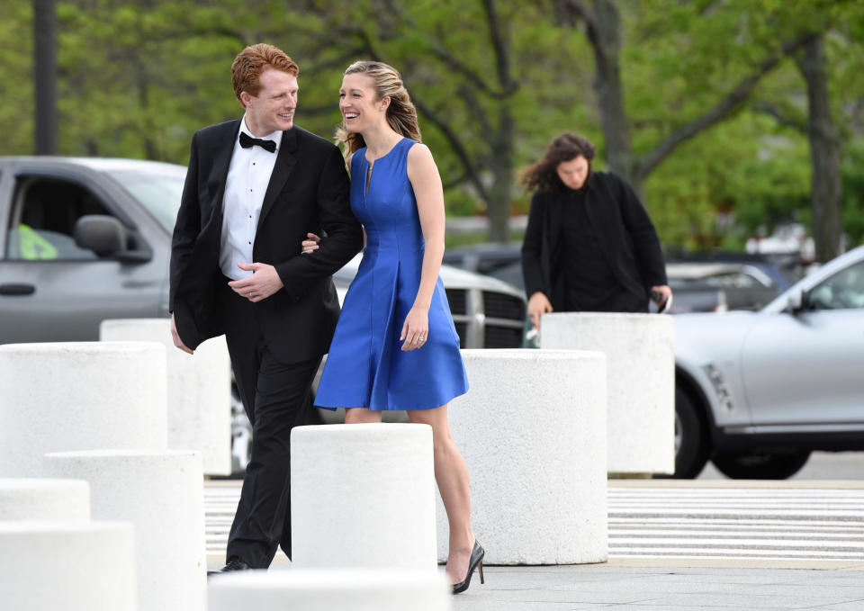 Rep. Joe Kennedy III and his wife Lauren Anne Birchfield arrive at the John F. Kennedy Presidential Library in Boston. (Photo: Faith Ninivaggi/Reuters)