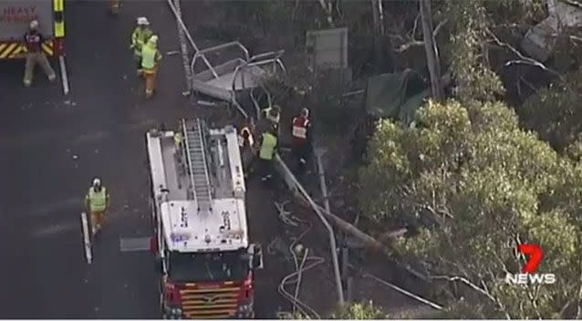 Rescue crews tried to free Jeremy Harvey, 46 from the wreckage on Sydney’s M1, but he cold not be saved. Source: 7 News