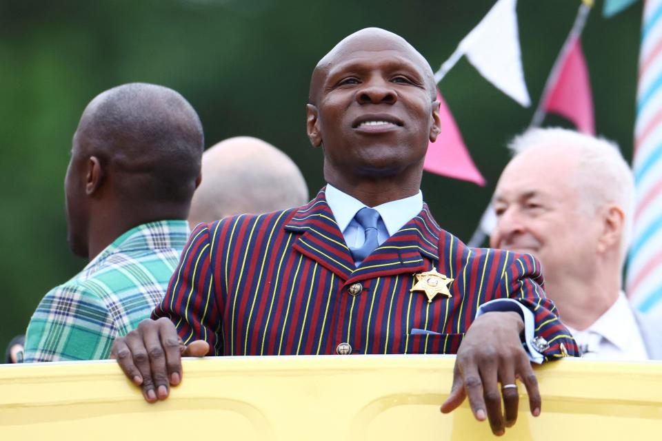 Former British professional boxer Chris Eubank attends the Platinum Jubilee Pageant, in London, Sunday June 5, 2022, on the last of four days of celebrations to mark the Platinum Jubilee. The pageant will be a carnival procession up The Mall featuring giant puppets and celebrities that will depict key moments from Queen Elizabeth II’s seven decades on the throne. (Hannah McKay/Pool Photo via AP)