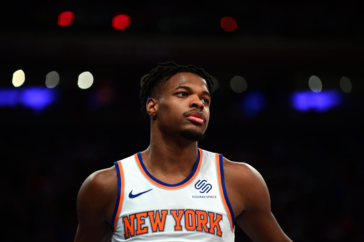 Dennis Smith Jr. of the Knicks lost his stepmother just two days before his teammate Reggie Bullock lost his sister. (Photo by Emilee Chinn/Getty Images)