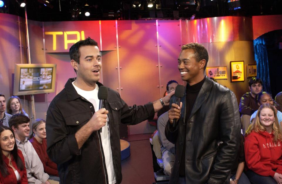 Carson Daly and Tiger Woods (Photo by Kevin Mazur/WireImage)