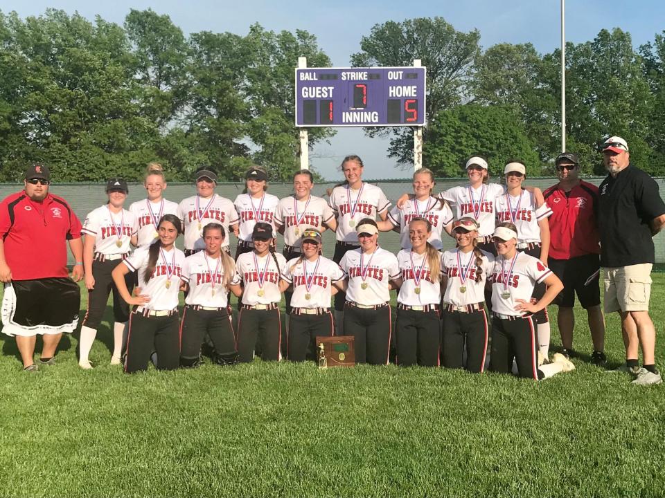 For the sixth straight time, Cardington earned a Division III district championship in softball, beating Centerburg 5-1 Friday night to do it.