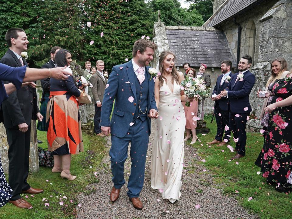  Lucy and James Bone, one of the first couples to get married when 30-person ceremonies were allowed in July 2020 (PA)