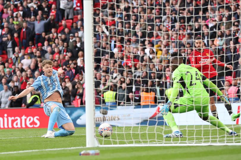 Victor Torp of Coventry City scores in extra time but the goal is ruled out by VAR