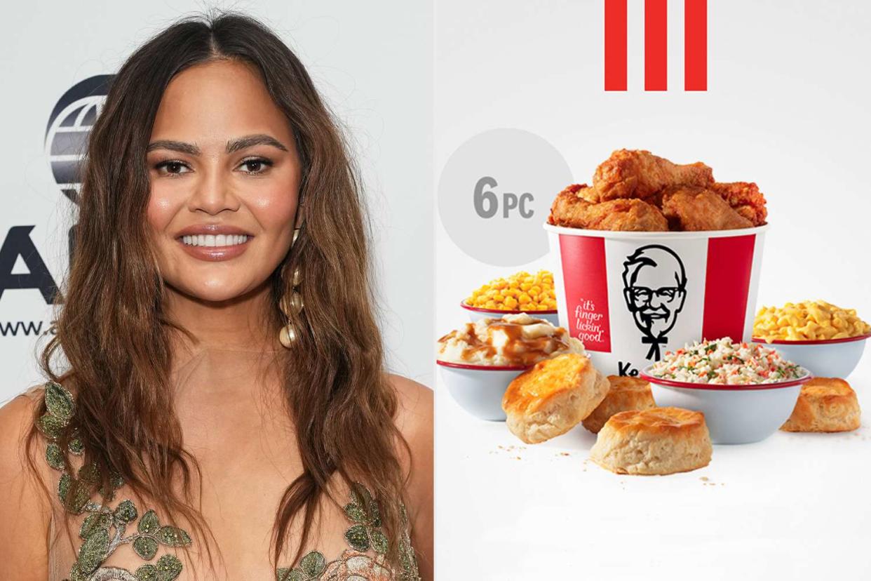 <p>John Nacion/Variety via Getty; KFC</p> Chrissy Teigen created a KFC Mother