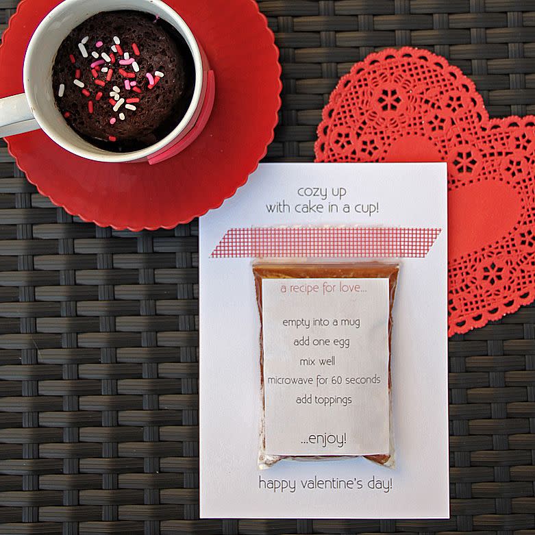 diy valentines day cards cake in a cup valentine