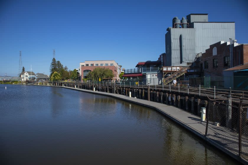 August 2018 photo of the River Walk in Petaluma.