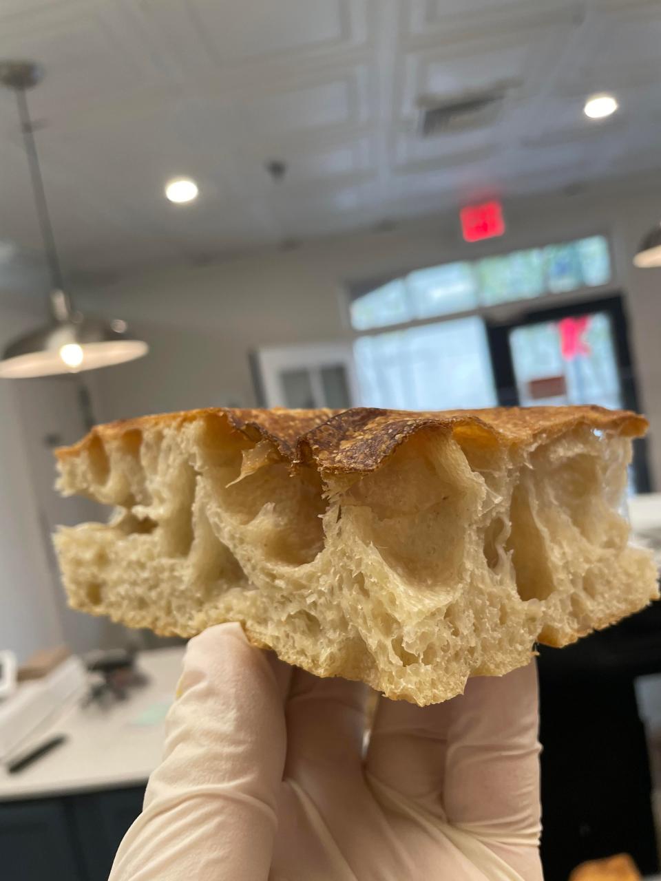 Fresh focaccia bread is shown at Crumb in Haddonfield.