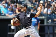 Mar 23, 2019; Tampa, FL, USA; New York Yankees pitcher Gio Gonzalez (43) throws a pitch during the sixth inning against the Toronto Blue Jays at George M. Steinbrenner Field. Mandatory Credit: Kim Klement-USA TODAY Sports