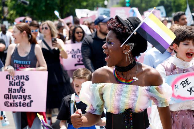 Trans kids and activists march to the U.S. Supreme Court on May 22.