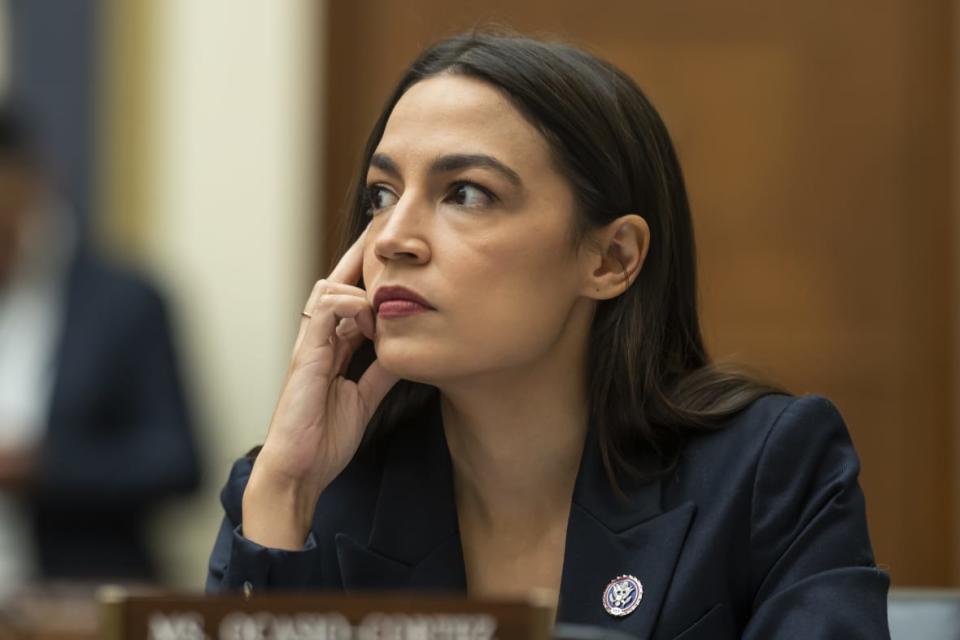 Rep. Alexandria Ocasio-Cortez, D-N.Y., attends a House Financial Services Committee hearing on Dec. 13, 2022 at the U.S. Capitol in Washington D.C. Ocasio-Cortez has criticized the Parents Bill of Rights Act, likening it to fascism. (Photo by Nathan Howard/Getty Images)