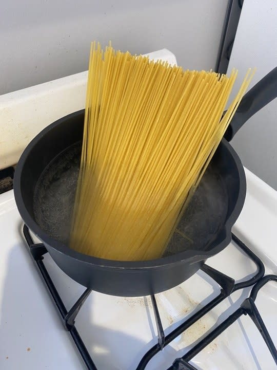 pasta in a pot of water