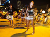 Percussion group Samba Masala entertains the crowd in between music sets. (Yahoo! photo/Alvin Ho)