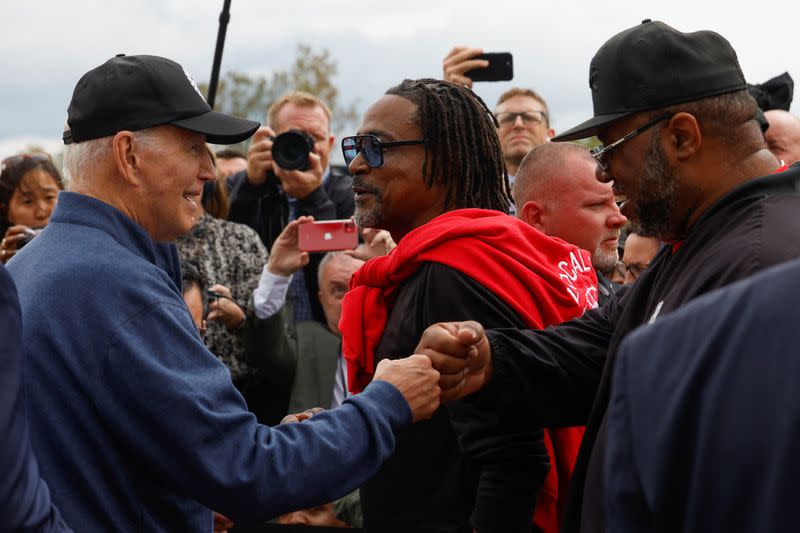 U.S. President Joe Biden joins United Auto Workers picket line in Bellville, Michigan