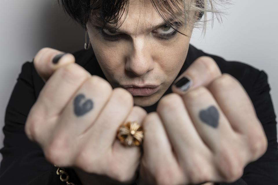 Yungblud poses for portrait photographs in London, Tuesday, March 19, 2024. (Photo by Vianney Le Caer/Invision/AP)