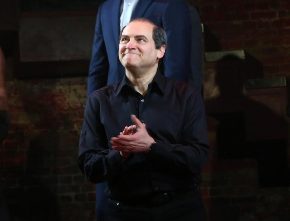 Michael Stuhlbarg during the first curtain call for the new play “Patriots” on Broadway at the Barrymore Theatre on Monday night. Bruce Glikas/WireImage