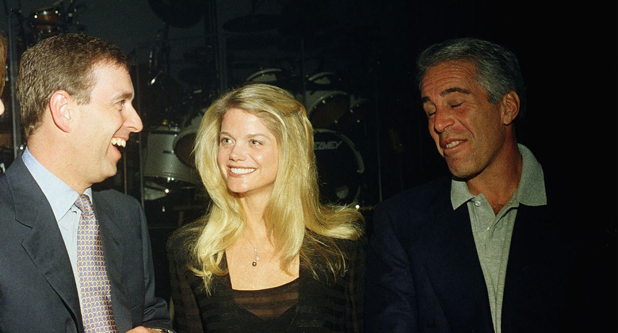 Prince Andrew, Gwendolyn Beck and Jeffrey Epstein at a party at the Mar-a-Lago club in Florida (Getty Images)