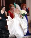 <p>Carrie Bradshaw always knew how to pioneer a trend. After her bridal entourage stepped out in three different haute couture gowns of three different colors, brides everywhere started to loosen the reins and the mix and match trend was born.</p>