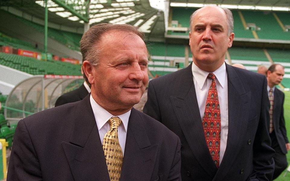 With his general manager at Celtic, Jock Brown. Although Venglos’s time with the club was not a success, Brown described him as ‘the finest man I have ever met in my life’ - Bruce Adams/Daily Mail/Shutterstock