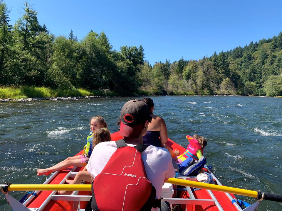 Zach Urness rows a raft on the fun and action-packed float between Fishermen's Bend Recreation Site and Mehama Bridge.