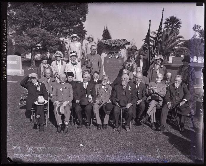 Hollywood Forever Cemetery, March 1925; unveiling of a monument to fallen soldiers of the Confederacy.