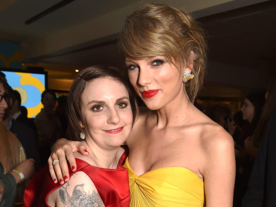 Lena Dunham and Taylor Swift attend HBO's Official Golden Globe Awards After Party