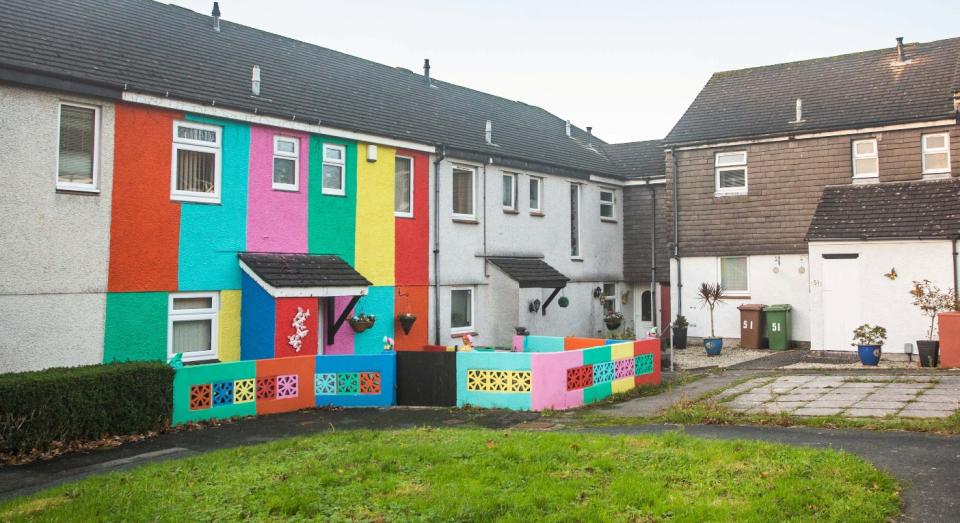 Mike wanted to recreate the colourful homes they had seen while on holiday in Albufeira, Portugal (SWNS)