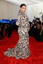 <p>Kim Kardashian's first pregnancy saw its share of surprise fashion moments. Among them was this floral Givenchy number she wore to the Met Gala in 2013.</p>