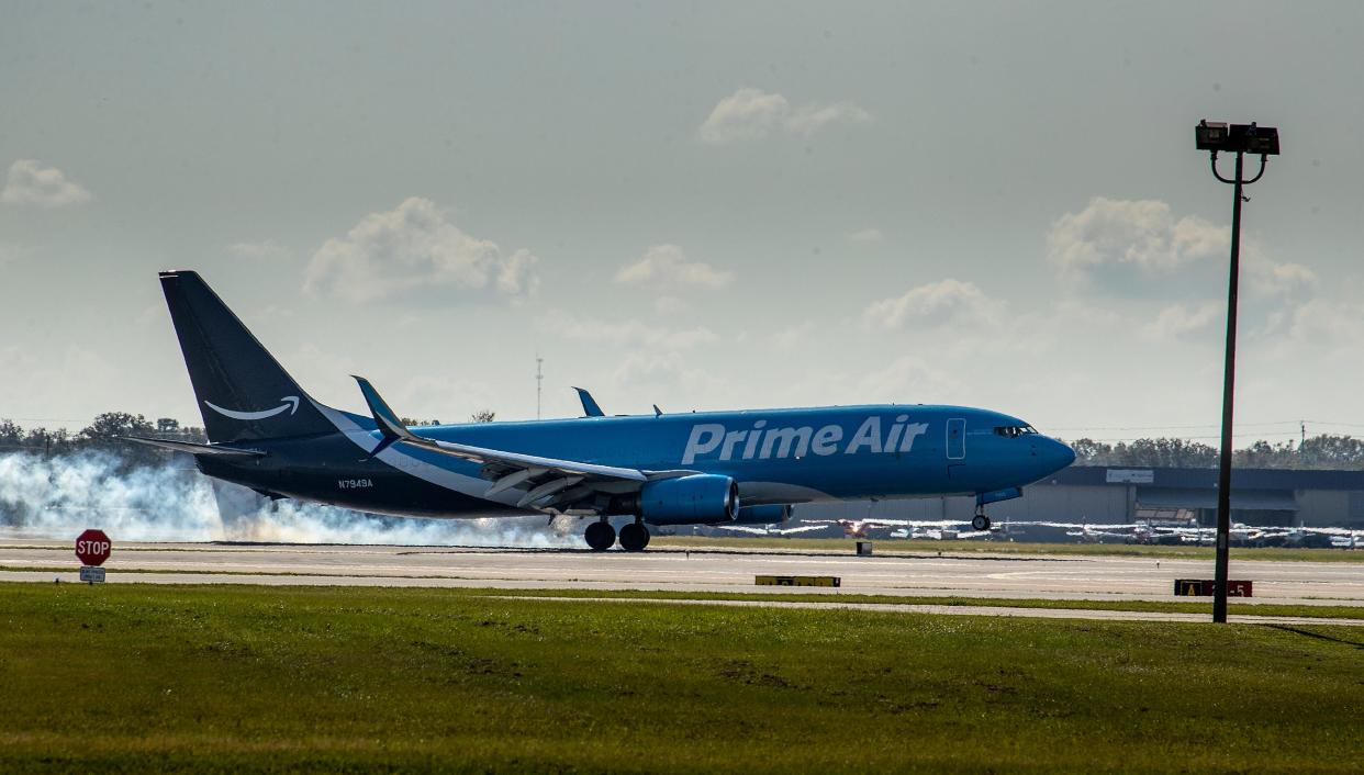 Amazon Prime Air jet lands at Lakeland Linder International Airport  in Lakeland Fl  Wednesday December 7,2022.Ernst Peters/The Ledger
