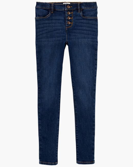 button front remix jeans