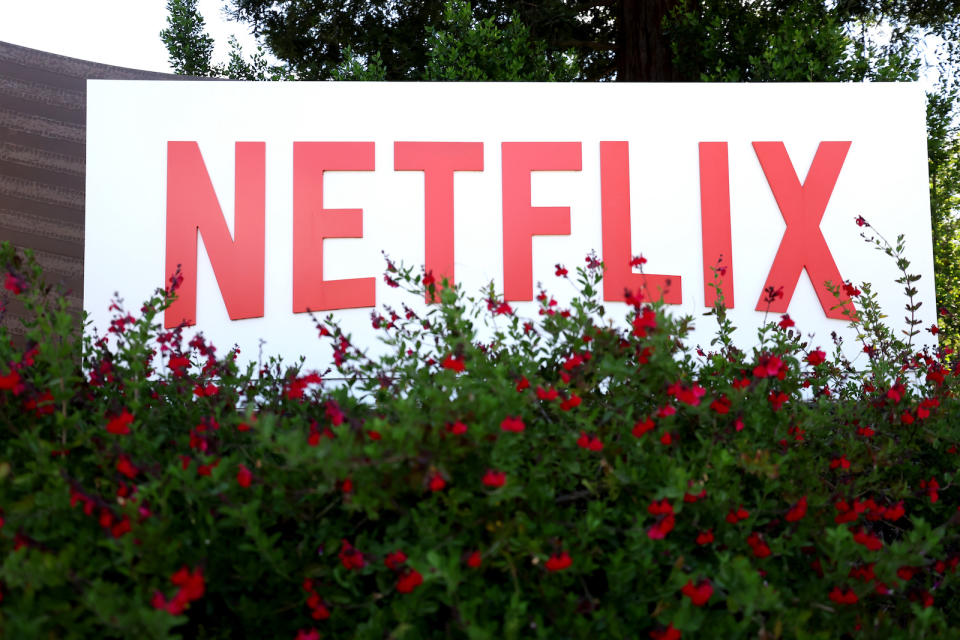 LOS GATOS, CALIFORNIA - APRIL 20: A sign is posted in front of Netflix headquarters on April 20, 2022 in Los Gatos, California. Shares of Netflix dropped over 35 percent after the company reported that it had lost 200,000 subscribers for the first time in the first quarter. The company also reported that it expects to lose an additional 2 million subscribers in the current quarter. (Photo by Justin Sullivan/Getty Images)