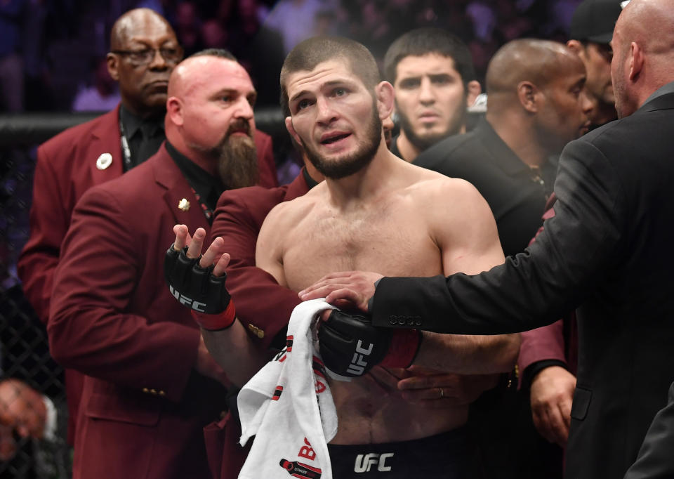 Conor McGregor and Khabib Nurmagomedov now know their fates for their roles in the UFC 229 brawl. (Photo by Brandon Magnus/Zuffa LLC/Getty Images)