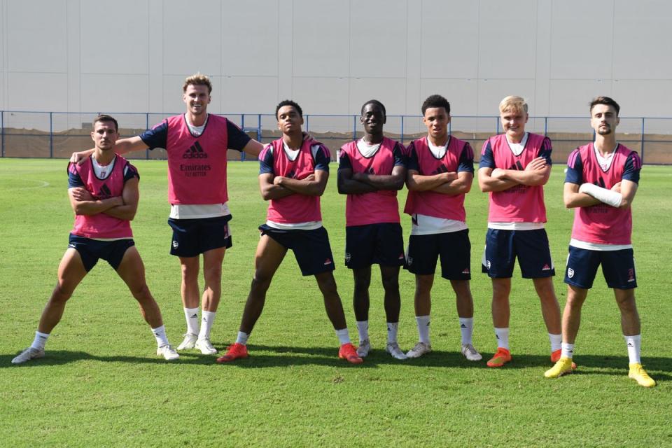 Arsenal’s squad out in Dubai (Arsenal FC via Getty Images)