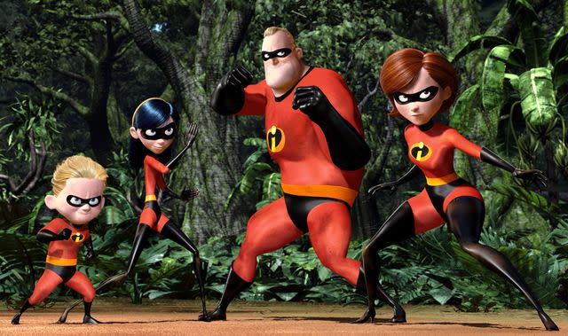 Walt Disney/courtesy Everett Collection From left: Dash, Violet, Mr. Incredible, and Elastigirl in 'The Incredibles'