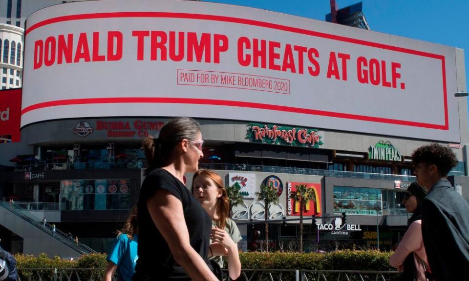 Bloomberg has poured millions into advertising, including this billboard on the Las Vegas Strip in Nevada.