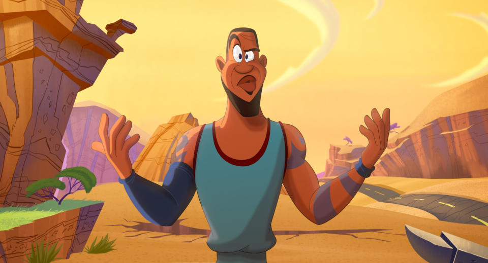 This image released by Warner Bros. Pictures shows an animated LeBron James in a scene from "Space Jam: A New Legacy." (Warner Bros. Pictures via AP)