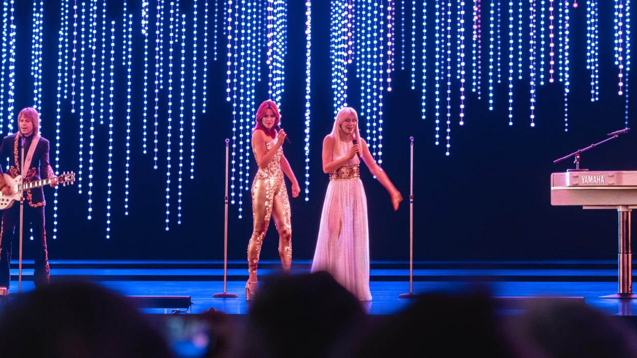  Avatars of ABBA members Anni-Frid Lyngstad, Agnetha Faltskog and Bjorn Ulvaeus performing at ABBA Voyage. 