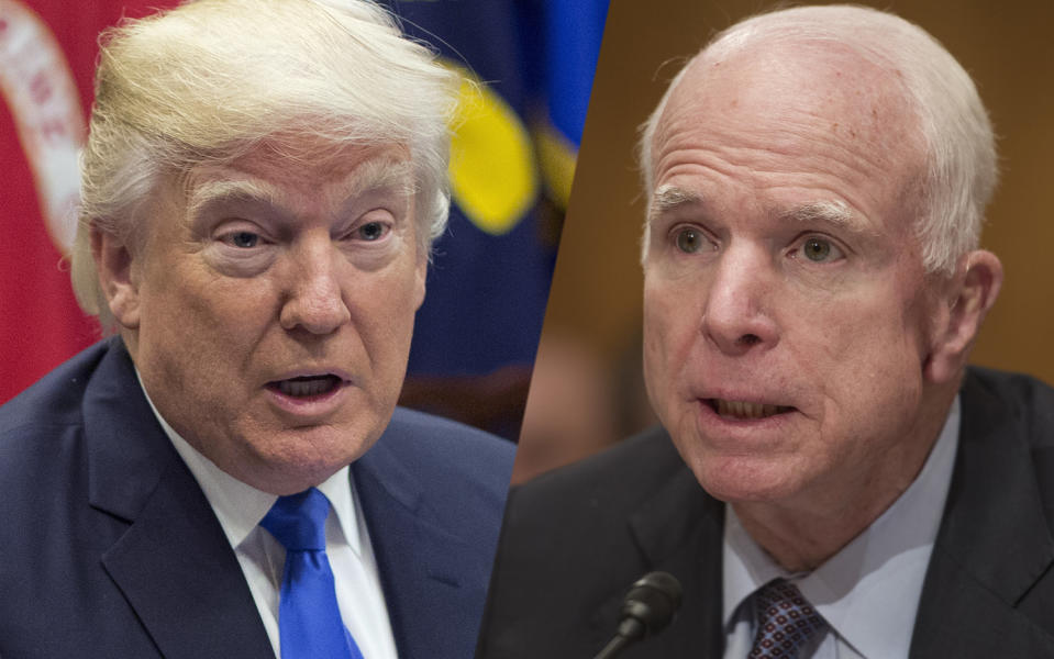 President Trump and Sen. John McCain. (Photos: Pablo Martinez Monsivais/AP, Cliff Owen/AP)