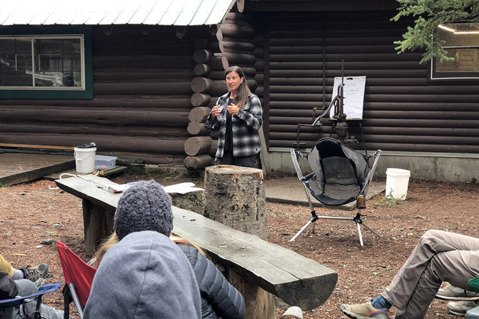 Oboz president Amy Beck leads an off-site team meeting at Hyalite Reservoir in Montana. - Credit: Courtesy of Oboz