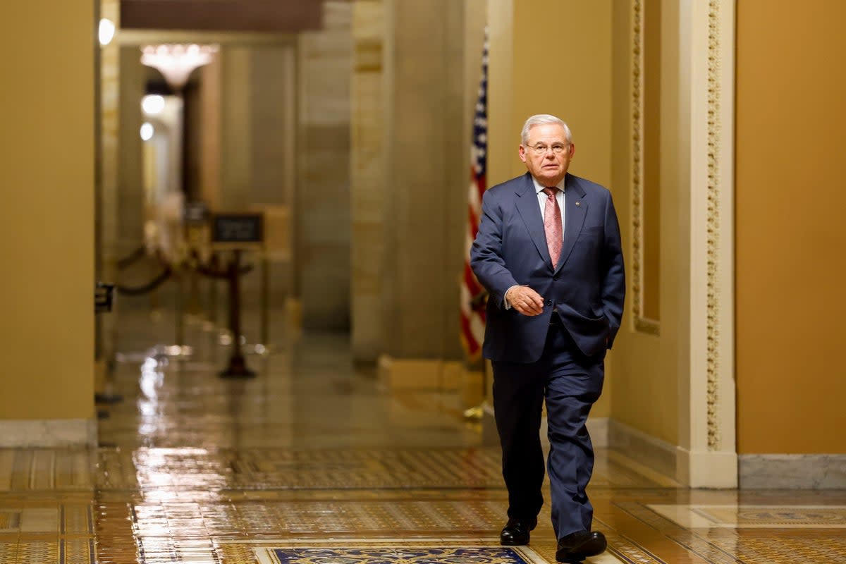 Senator Robert Menendez walks to the Senate Chambers in the US Capitol Building on 15 November 2023 (Getty Images)