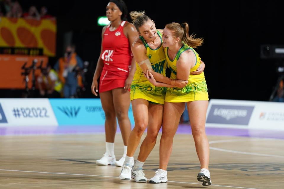 Australia roared through to the gold medal match against Jamaica (Jacob King/PA) (PA Wire)