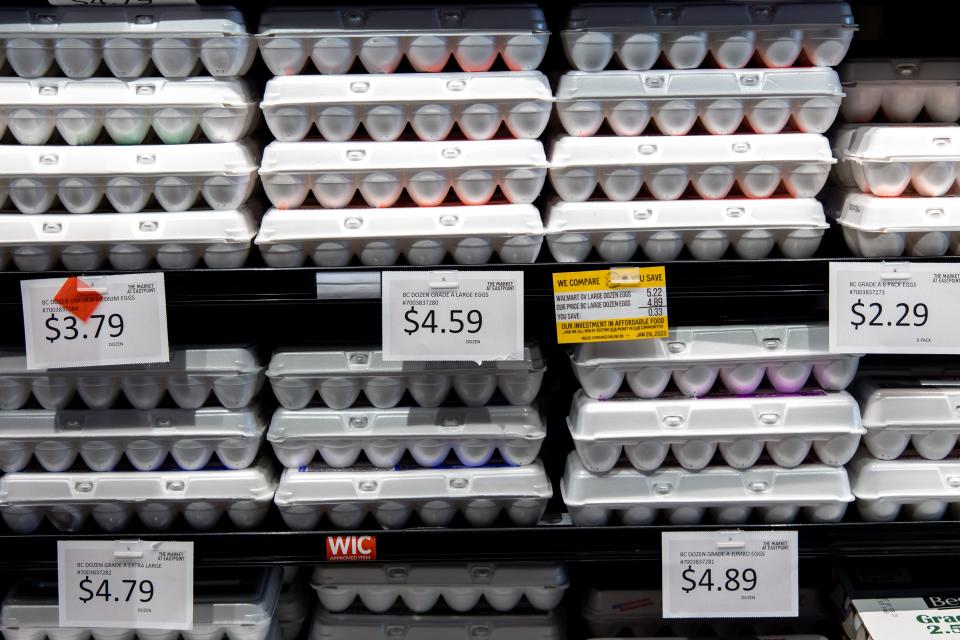 A dozen eggs sell for $4.59 on Jan. 31 at The Market at EastPoint in Oklahoma City.